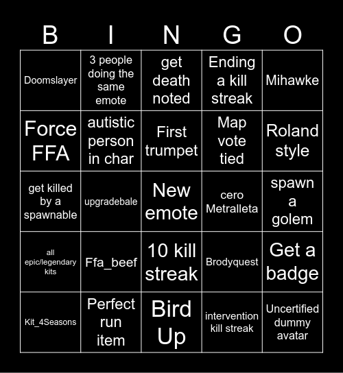 Item Asylum Bingo Card