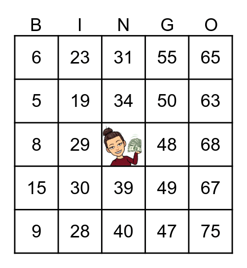 Number Bingo 1-75 Bingo Card