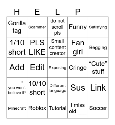 TikTok bingo Card