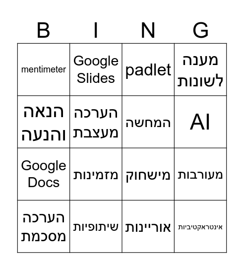 סיכום קורס מבוא תשפד Bingo Card