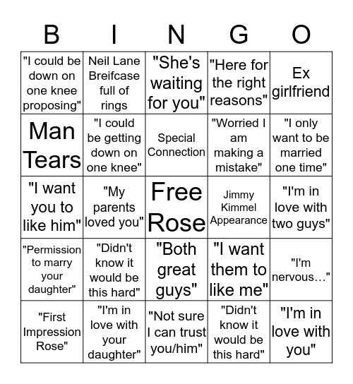 JoJo Bingo Card