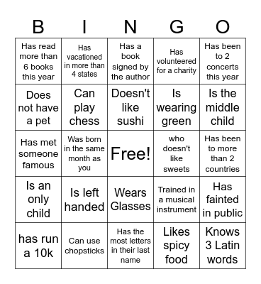 Find A Person Who: RVC Style Bingo Card