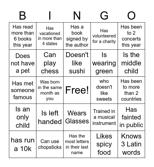 Find A Person Who: RVC Style Bingo Card