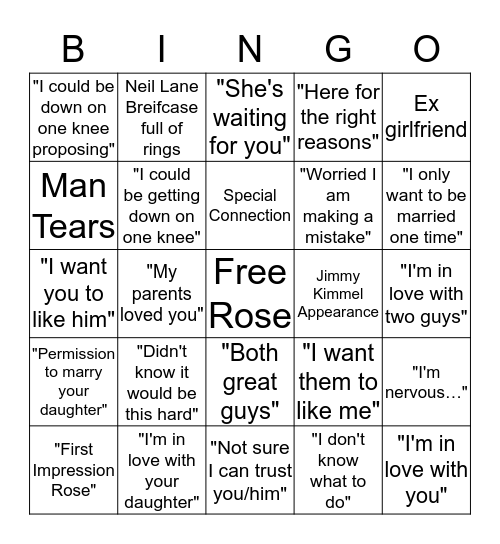 JoJo Bingo Card