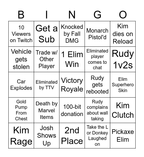 Testing Rudy's Bingo Card