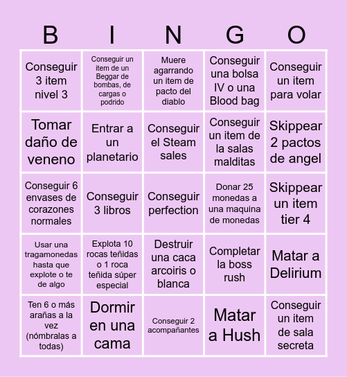 Bingo de Isaac Bingo Card