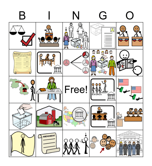 EXPLORE - Civics Vocab Bingo Card