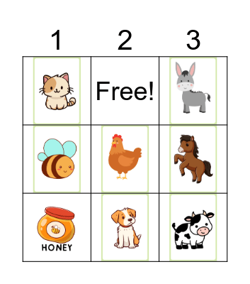 FARM  ANIMALS Bingo Card