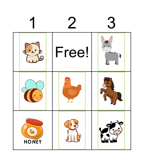 FARM  ANIMALS Bingo Card