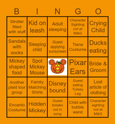 Creative Legacy Disney Day Bingo Card