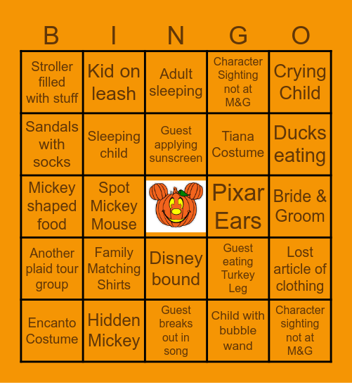 Creative Legacy Disney Day Bingo Card