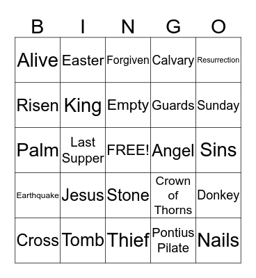 Easter Bingo Card