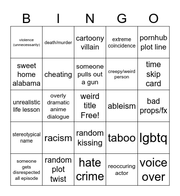 show us ur coochie Bingo Card
