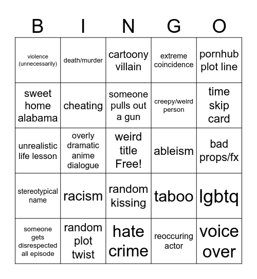 show us ur coochie Bingo Card