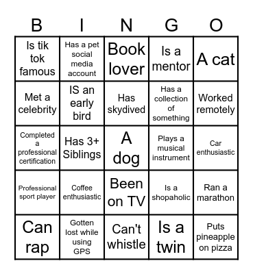 ANZ Bingo Card