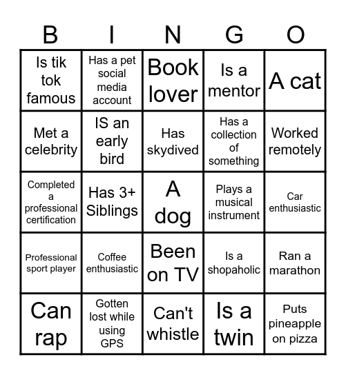 ANZ Bingo Card