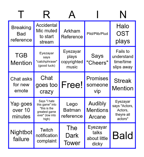 Eyezayar Bingo Card