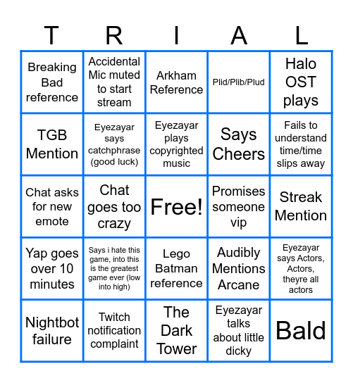 Eyezayar Bingo Card