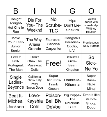 Music Bingo Card