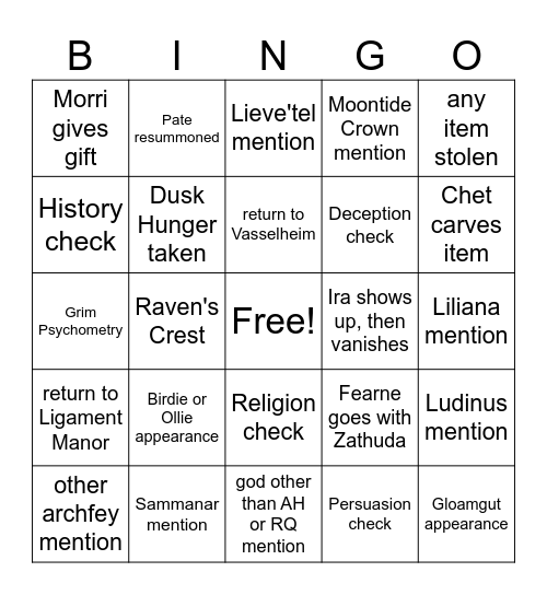 I Don't Have A Clever Title For This [Critical Role 3.108] Bingo Card