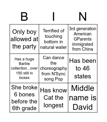Ladies Night Bingo Card