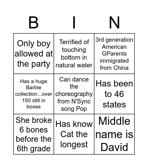 Ladies Night Bingo Card