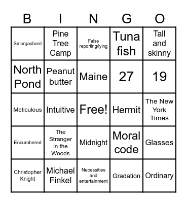 Book Bingo Card