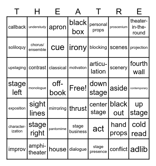 Basics Vocab Bingo Card