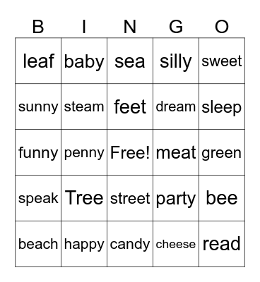 Phonics Bingo Card