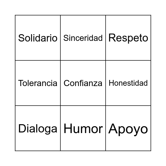 Un buen amigo Bingo Card