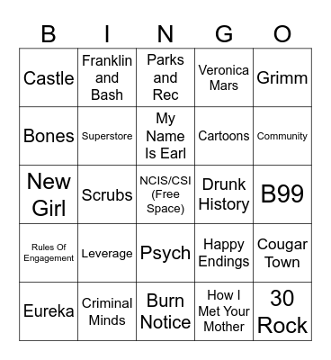 Actor Bingo Card