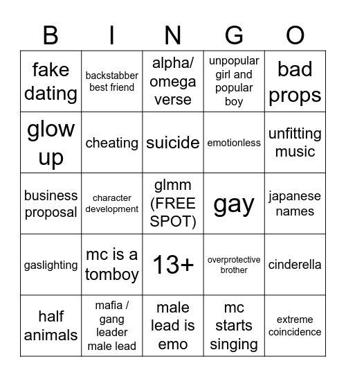 gacha life bingo Card