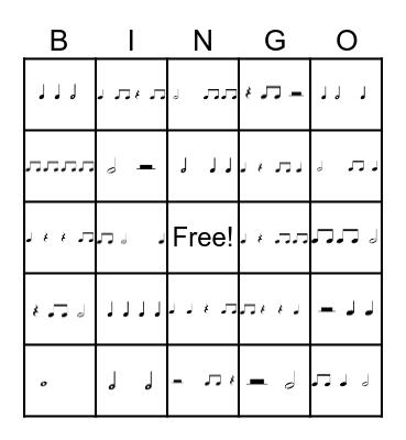 Rhythm Bingo Card