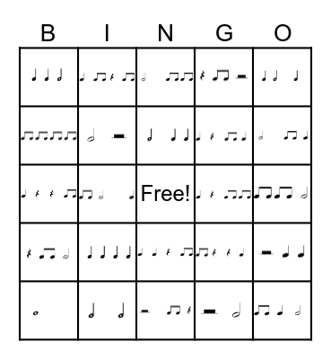 Rhythm Bingo Card