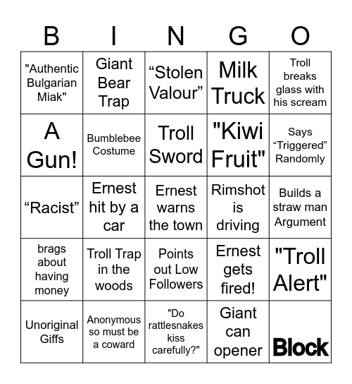 Ernest Scared Stupid - Round 2 Bingo Card