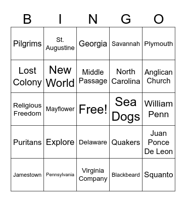 History Bingo 1 Bingo Card