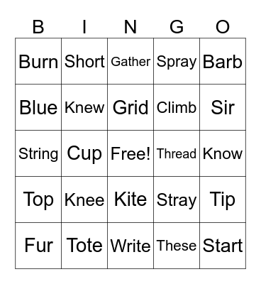 Phonics bingo Card