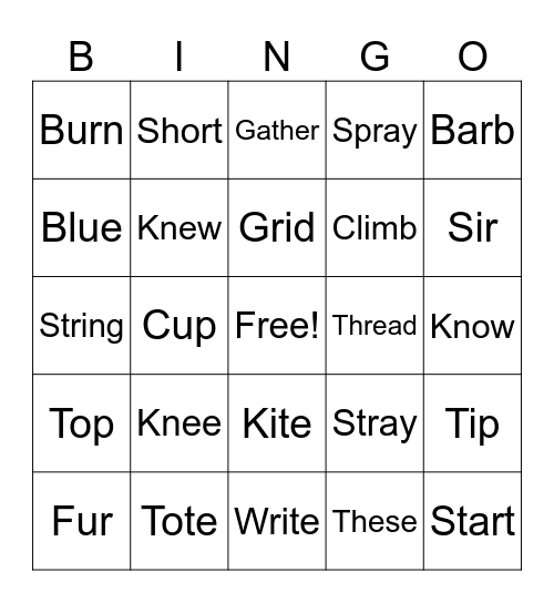 Phonics bingo Card