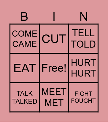 VERBS Bingo Card