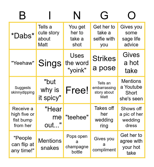 Stephanie Bingo! Bingo Card