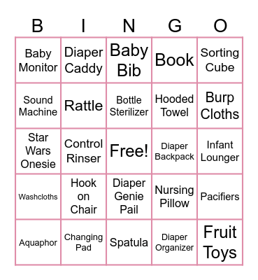 Baby Bingo Card