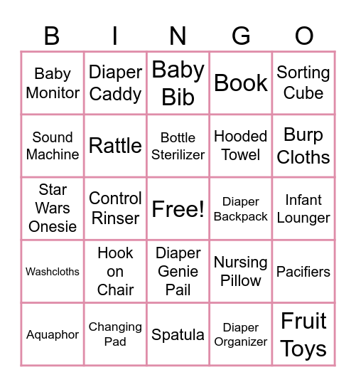 Baby Bingo Card