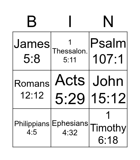 God Wants Us To Be: Bingo Card