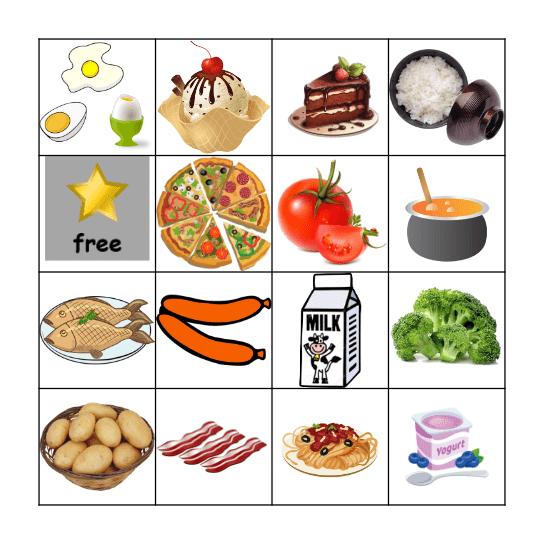 Food Bingo Card