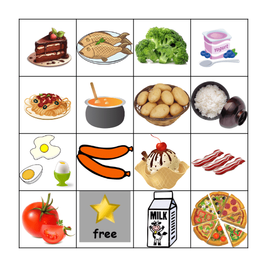 Food Bingo Card