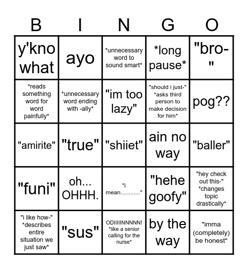 pedo bingo Card