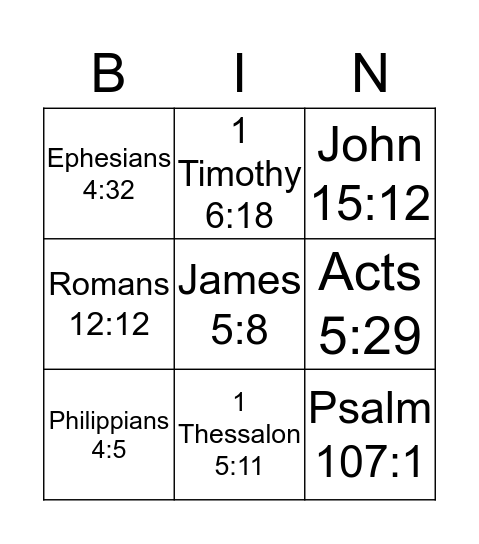 God Wants Us To Be  Bingo Card