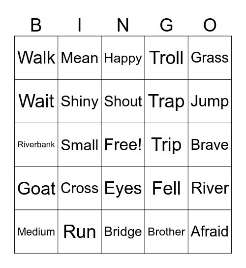 Billy Goats Gruff Bingo Card