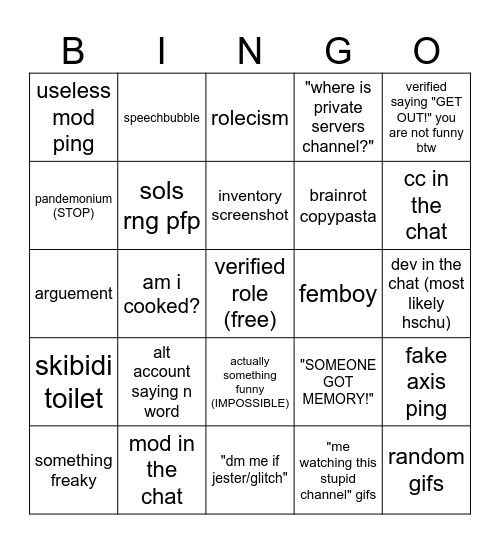 general 1 Bingo Card