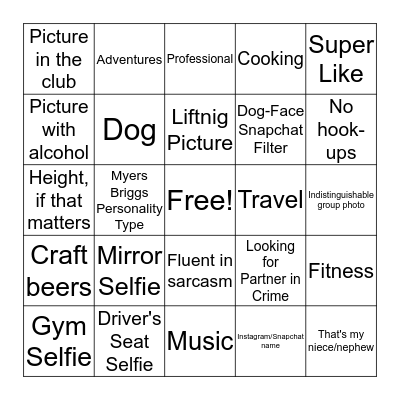 Tinder Bingo Card